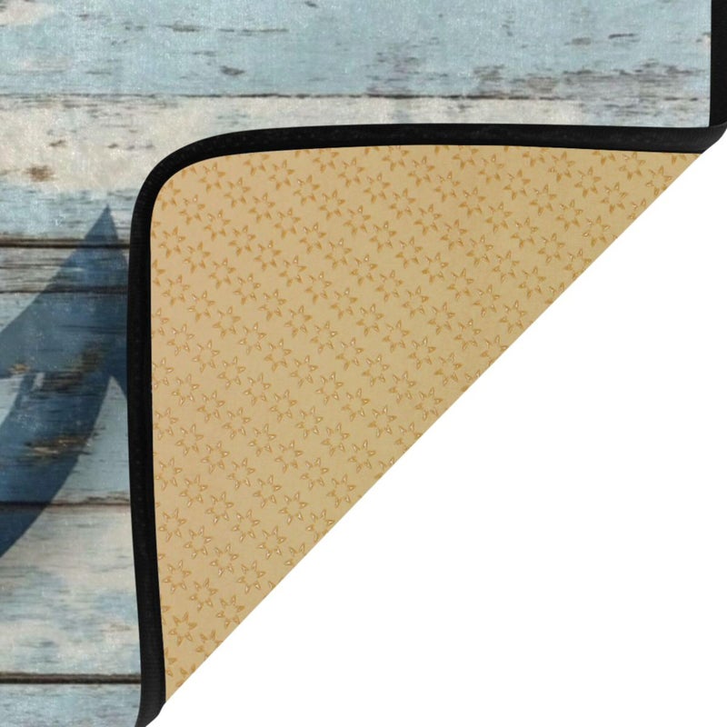 Aslsiy Retro Wooden Board Anchor Kitchen Rug Sea Ocean Kitchen Mat Area Rug Marine Nautical Floor Mat Welcome Non Slip Rug for Kitchen Home Decor 39" X 20" - Image 4